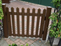 Fensys UPVC plastic rustic oak garden picket gate front