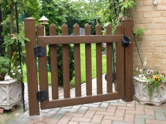 Fensys UPVC plastic rustic oak garden picket gate rear